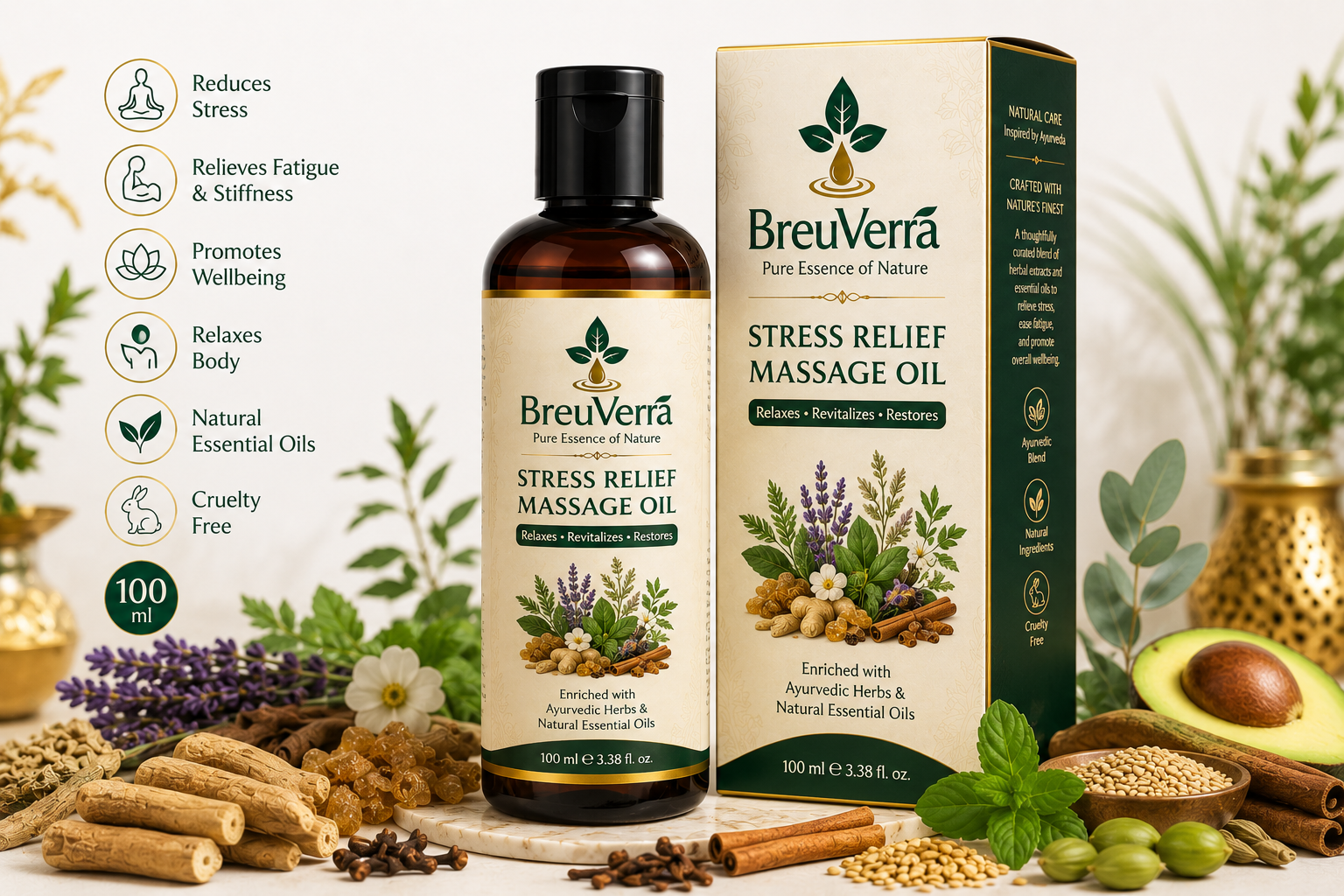 BreuVerra Stress Relief Massage Oil
