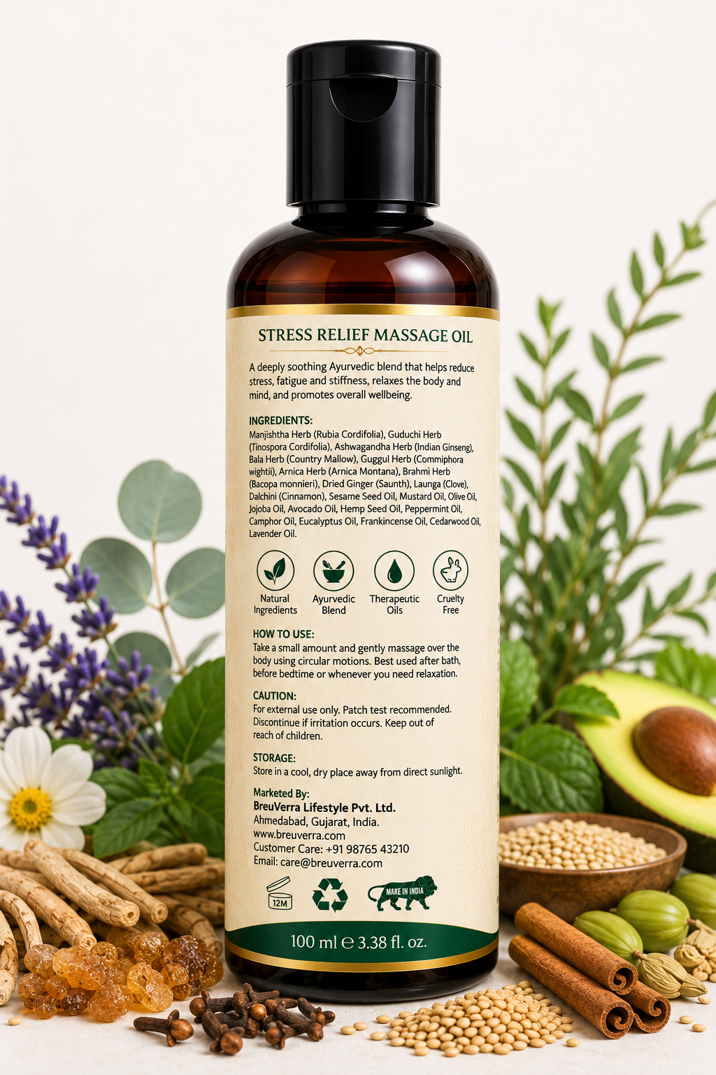 BreuVerra Stress Relief Massage Oil - Image 2
