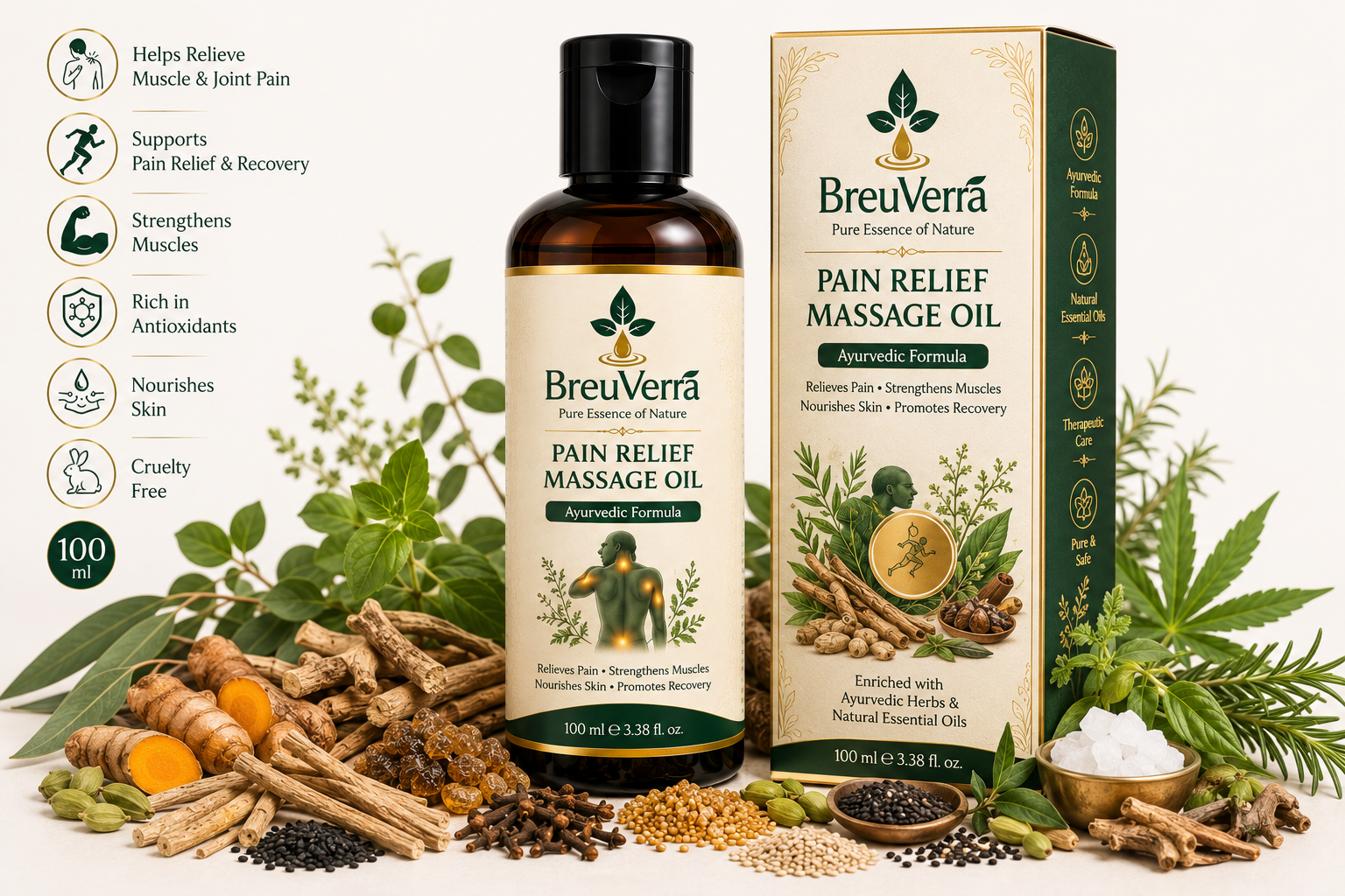 BreuVerra Pain Relief Massage Oil