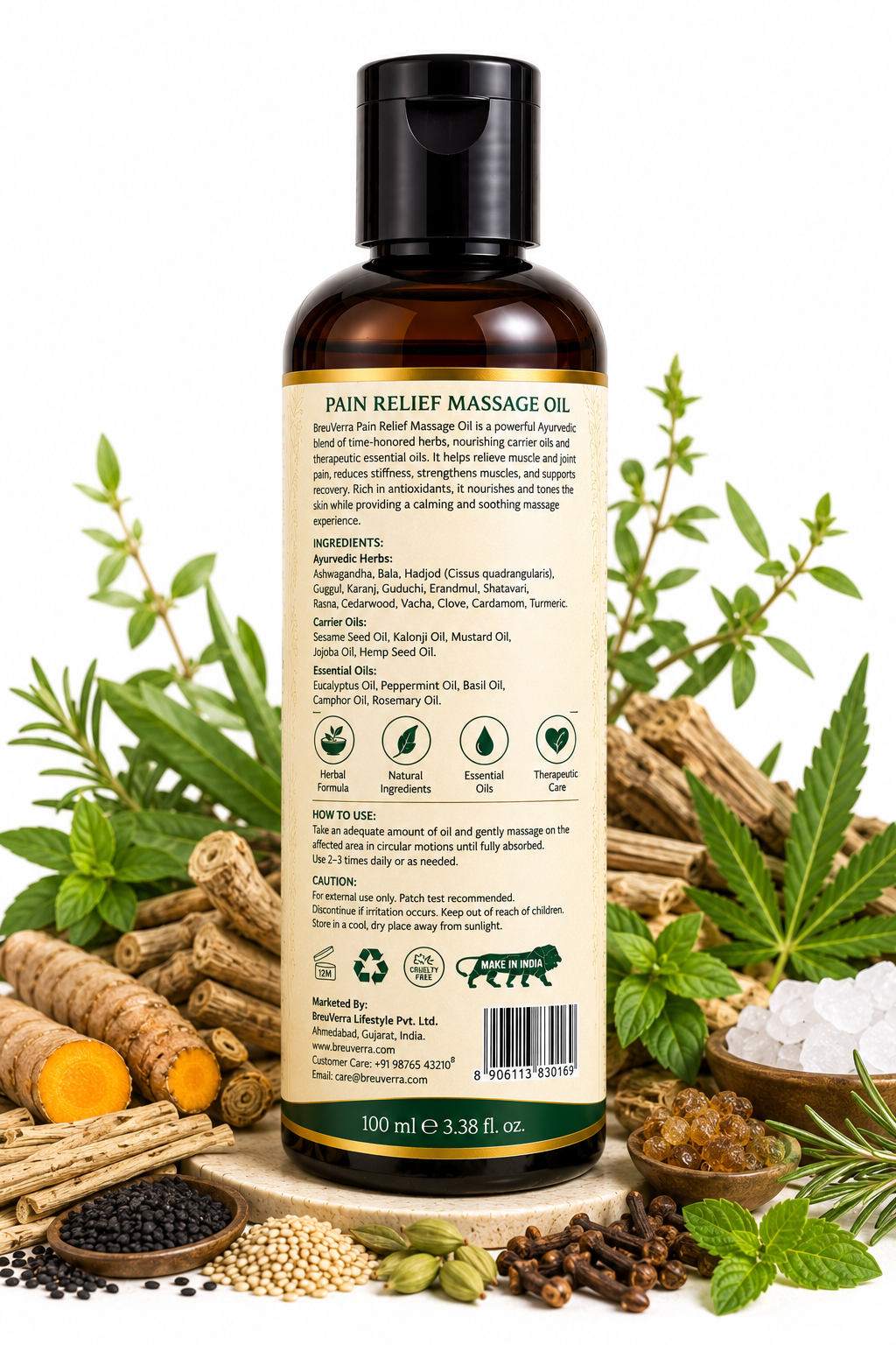 BreuVerra Pain Relief Massage Oil - Image 3